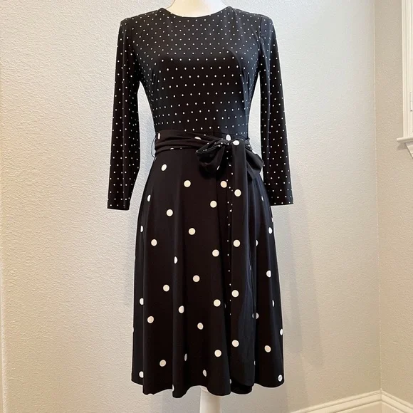 Ralph Lauren Polkadot fit and flare dress Size 6P - Picture 2 of 6